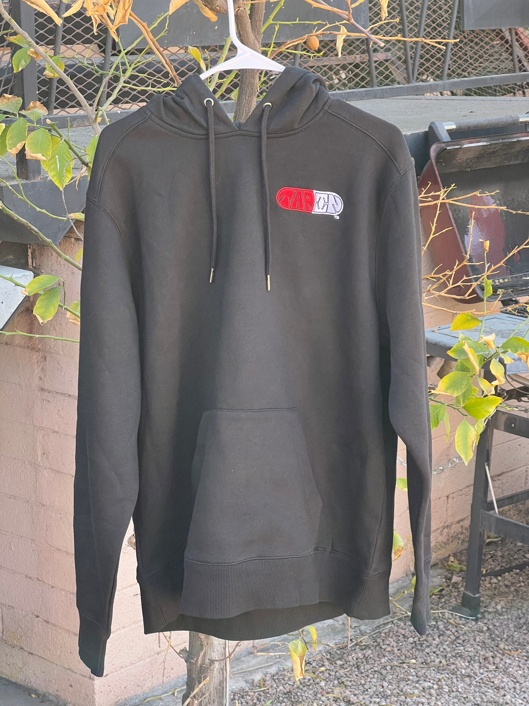 Black hoodie Capsule logo RED/White